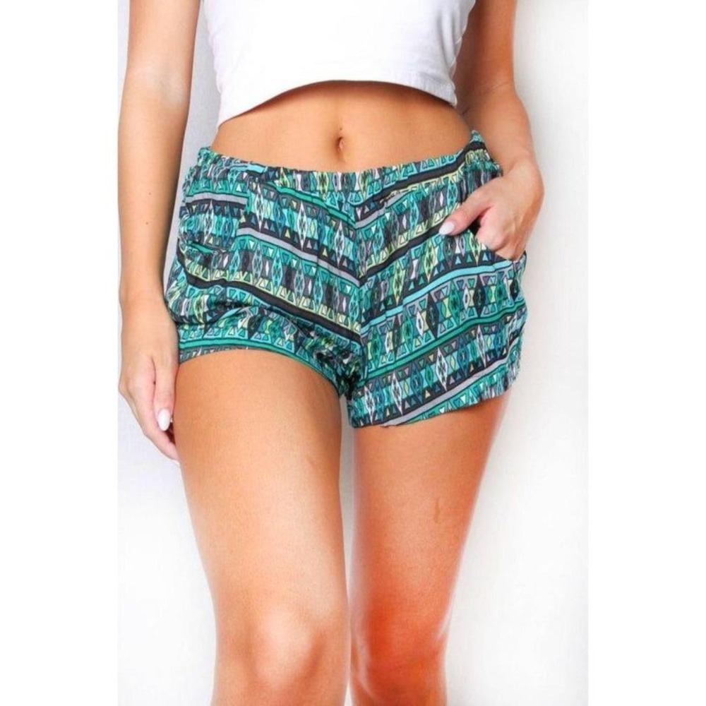 Women's Printed High Waist Pocketed Shorts Medium